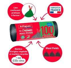 Garbage bag with drawstring Alfapac 100 liters - Box of 30