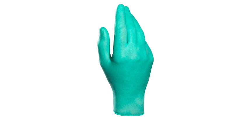 Gants jetables de protection chimique Mapa Solo Plus 995, latex non poudré, vert - Boîte de 100 gants
