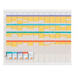 Kit planning annuel à fiches T - 12 colonnes, indice 2 + 1 colonne index - Nobo