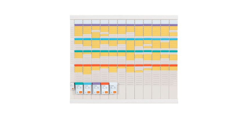 Kit planning annuel à fiches T - 12 colonnes, indice 2 + 1 colonne index - Nobo