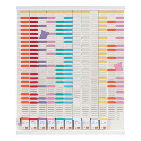 Planning à fiches T  annuel - 12 colonnes de 54 fentes, indice 2 - Nobo
