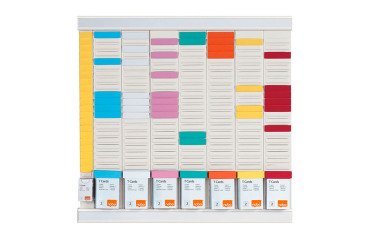Planificador de oficina con tarjetas T - 7 columnas, índice 2 + 1 columna de índice - 24 ranuras - Nobo