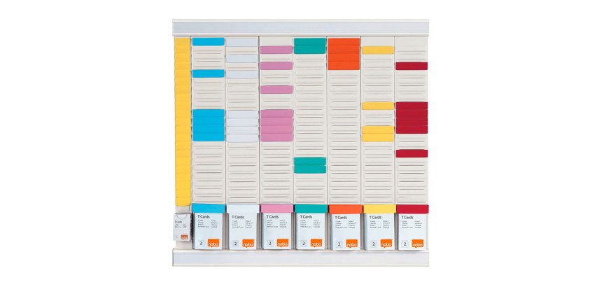 Planning Office Planner à fiches T - 7 colonnes, indice 2 + 1 colonne index  - 24 fentes - Nobo