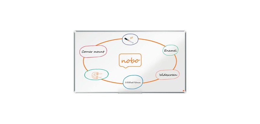 Tableau blanc Widescreen Premium Plus émaillé - 70 " - 155 x 87 cm - Nobo