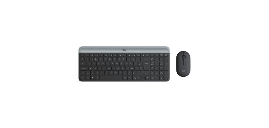 Logitech Slim Wireless Combo MK470 - keyboard and mouse set - AZERTY - Belgian - graphite