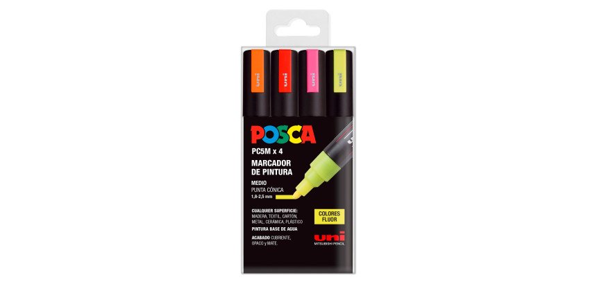 Rotuladores Posca colores surtidos Fluor PC5M- Caja de 4