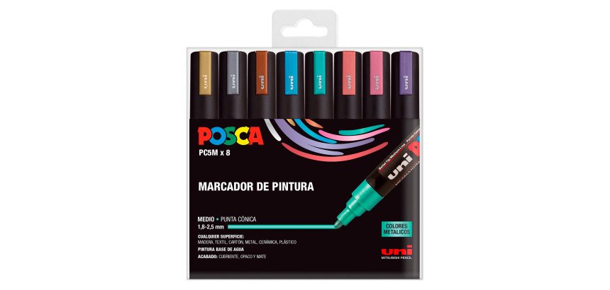 Rotuladores Posca colores surtidos Metal PC5M- Caja de 8