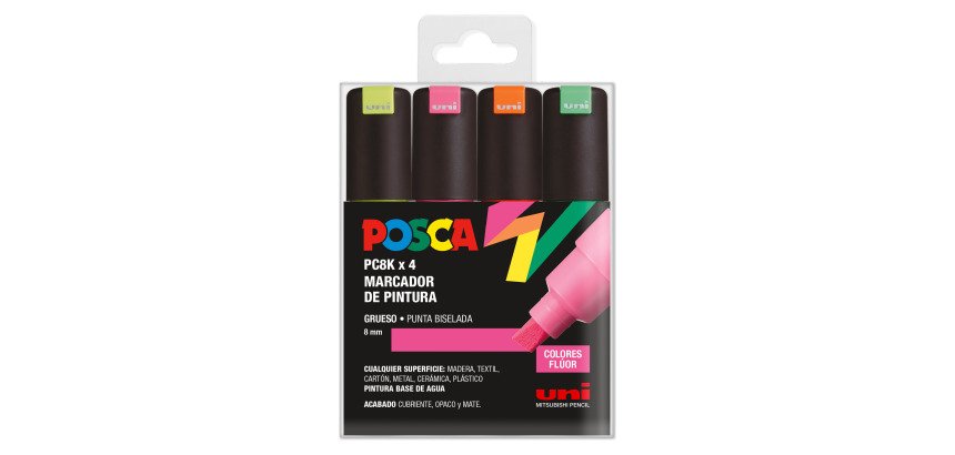 Rotuladores Posca colores surtidos Fluor PC8K- Caja de 4