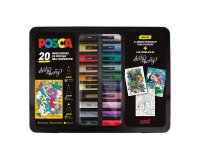 Maletín metálico de rotuladores Posca colores surtidos- Caja de 20