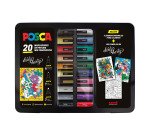 Maletín metálico de rotuladores Posca colores surtidos- Caja de 20