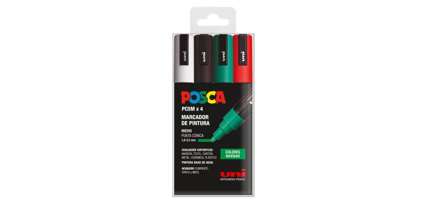 Rotuladores Posca colores surtidos Navidad PC5M- Caja de 4