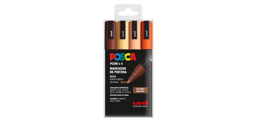 Rotuladores Posca colores surtidos Madera PC5M- Caja de 4