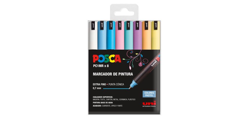 Rotuladores Posca colores surtidos Pastel PC1MR- Caja de 8