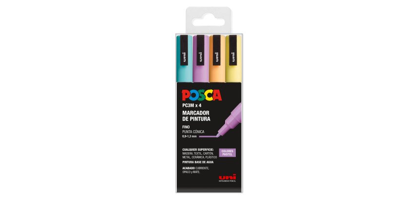 Rotuladores Posca colores surtidos Pastel PC3M- Caja de 4