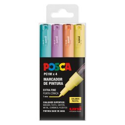 Rotuladores Posca colores surtidos Pastel PC1M- Caja de 4