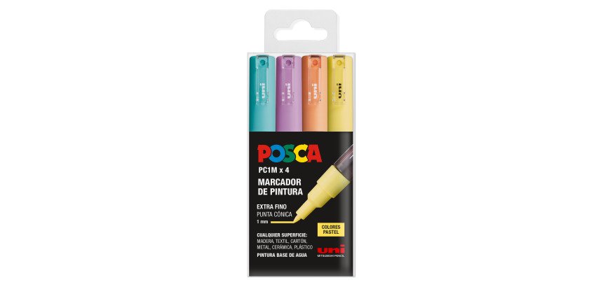 Rotuladores Posca colores surtidos Pastel PC1M- Caja de 4