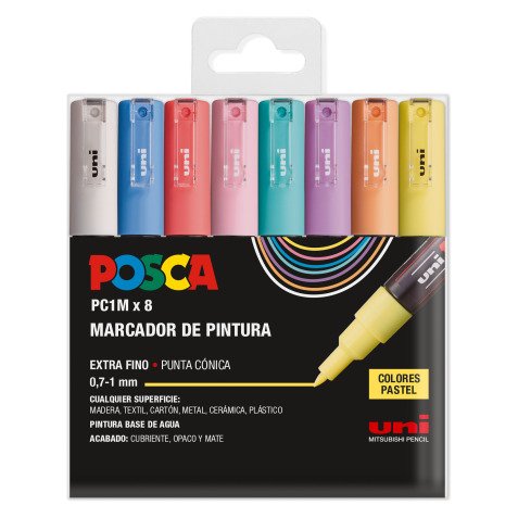 Rotuladores Posca colores surtidos Pastel PC1M- Caja de 8