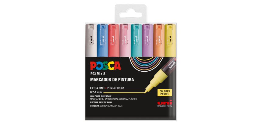 Rotuladores Posca colores surtidos Pastel PC1M- Caja de 8
