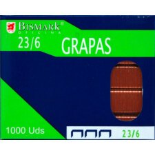 Grapas 23/6 cobreadas Bismark - Caja de 1000
