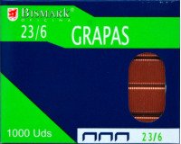 Grapas 23/6 cobreadas Bismark - Caja de 1000