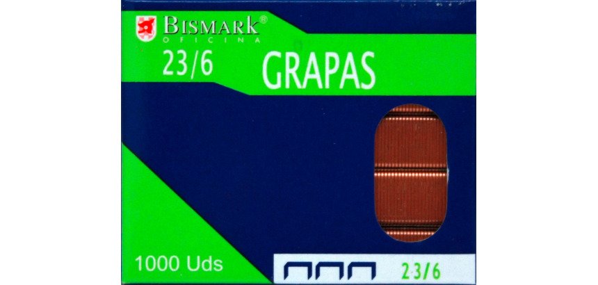 Grapas 23/6 cobreadas Bismark - Caja de 1000