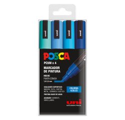 Rotuladores Posca colores surtidos Azules PC5M- Caja de 4