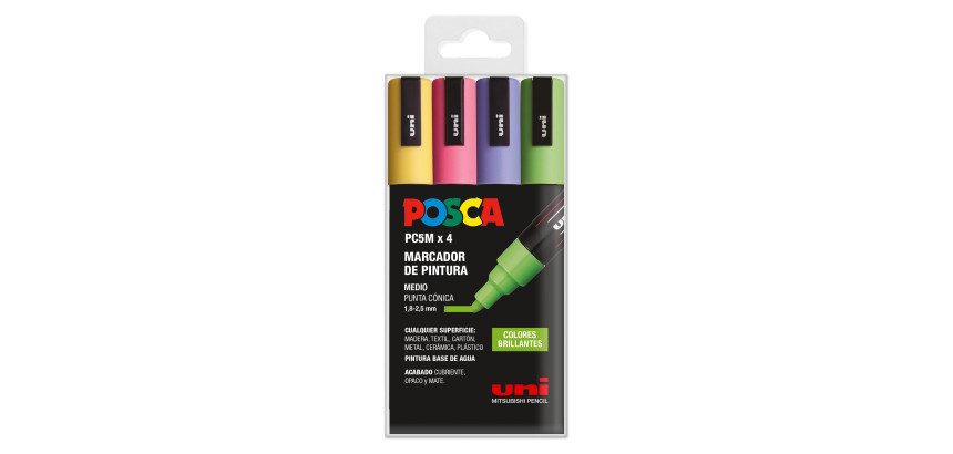 Rotuladores Posca colores surtidos Brillantes PC5M- Caja de 4