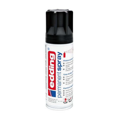 Spray de pintura acrílica permanente mate edding 5200 - 200 ml Negro