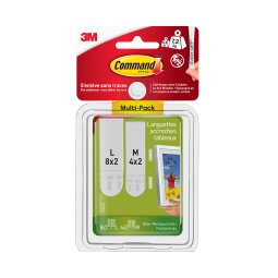 Languettes adhésives Command 3M taille M et L - Blister de 12