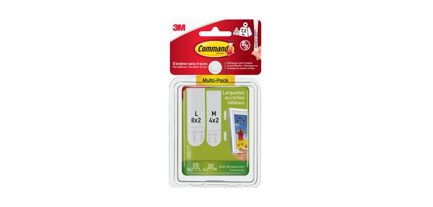 Languettes adhésives moyennes et larges 3M Command™ pour tableaux