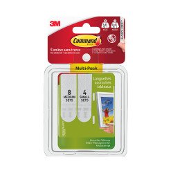 Languettes adhésives Command 3M taille S et M - Blister de 12