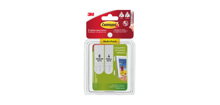 Languettes adhésives petites et moyennes 3M Command™ pour tableaux