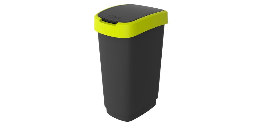 Cestino pattumiera Rotho 50 litri nero - lime