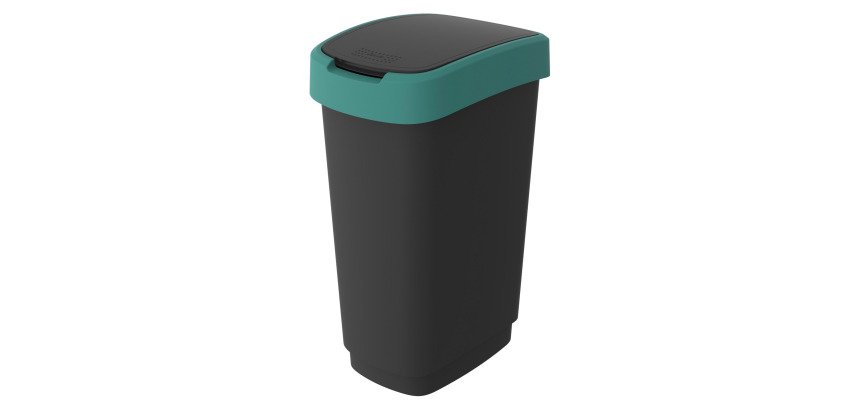 Cestino pattumiera Rotho 50 litri nero - verde scuro