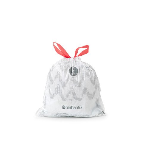 Sac poubelle 5 litres à liens coulissants Brabantia B blanc - 20 sacs