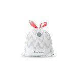 Sac poubelle 5 litres Brabantia liens coulissants blanc - paquet de 20