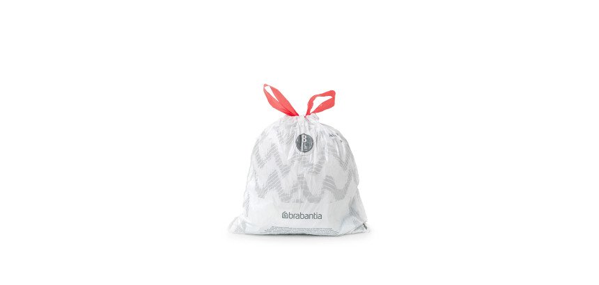 Sac poubelle 5 litres à liens coulissants Brabantia B blanc - 20 sacs