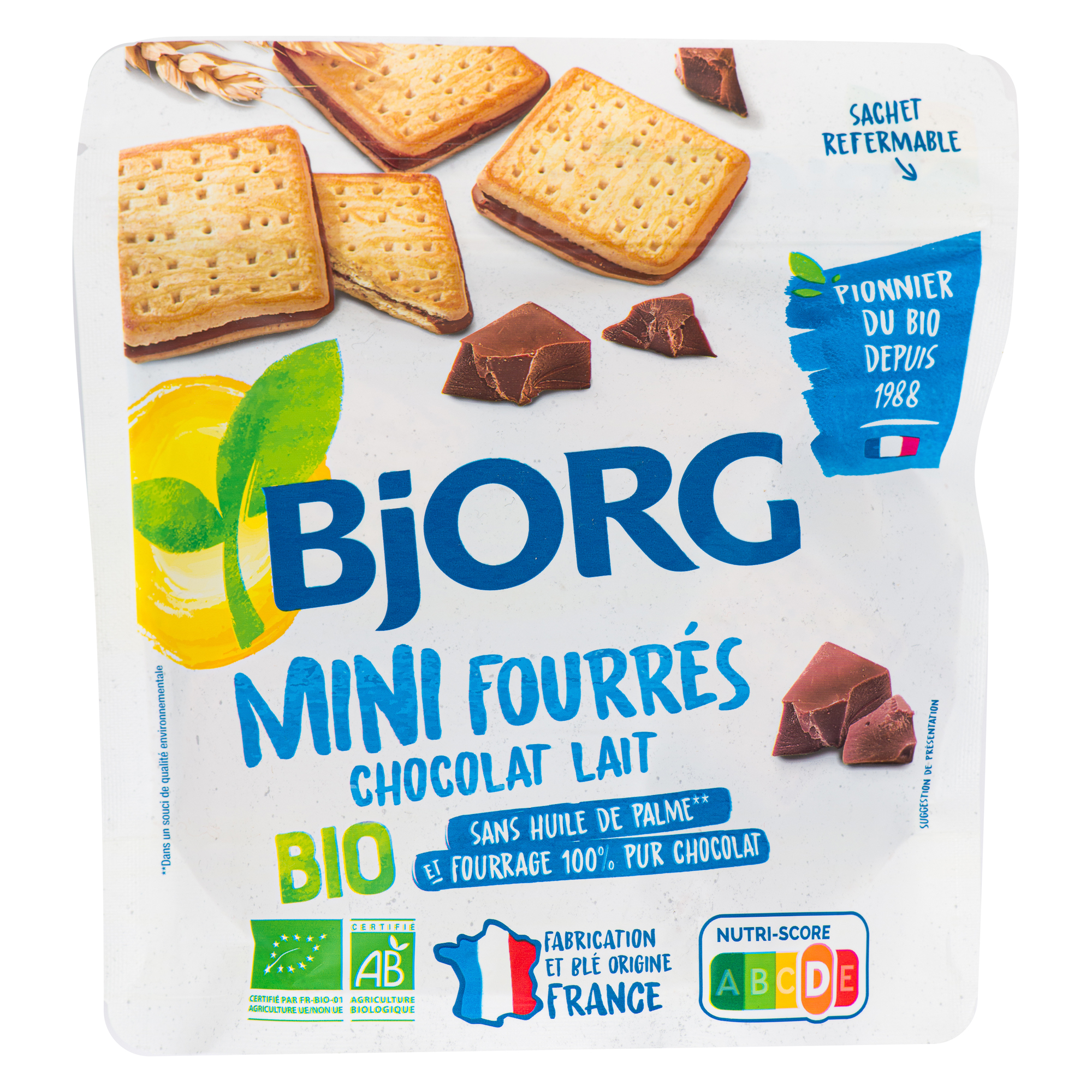 BJORG - Biscuits Fourrés au Chocolat au Lait Bio - Aux Céréales