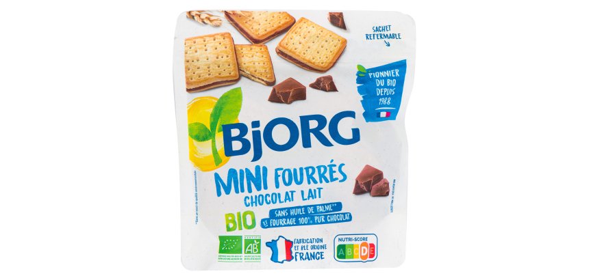 Mini fourrés chocolat lait bio Bjorg - Sachet de 180 g