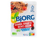 Cooked organic quinoa dish with tomatoes and olives by Bjorg - 250 g packet