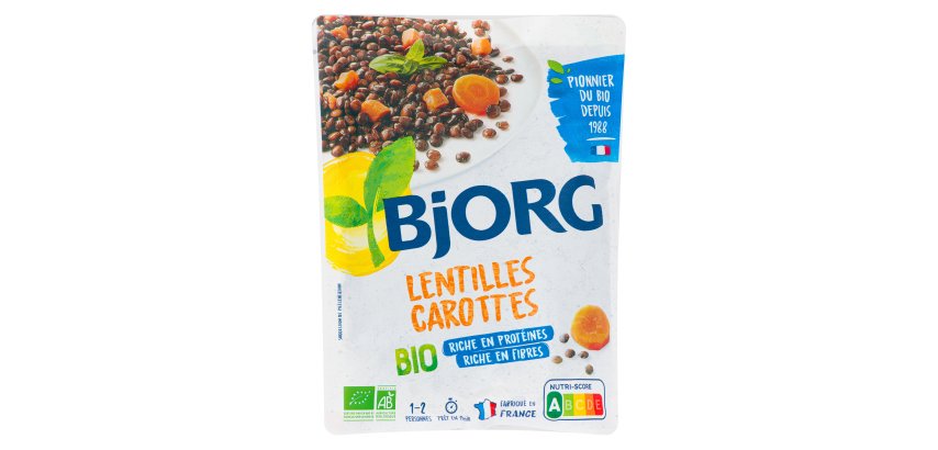 Plat cuisiné lentilles carottes bio Bjorg - Sachet de 250 g