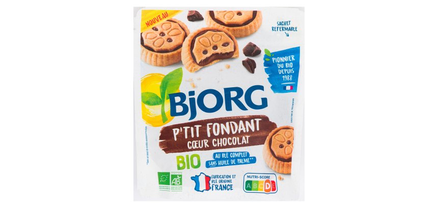 Petits fondants cœur chocolat bio Bjorg - Sachet de 180 g