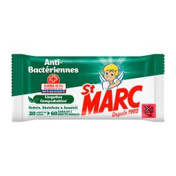 Lingettes nettoyantes anti-bactériennes surfaces extra larges St Marc - Paquet de 30