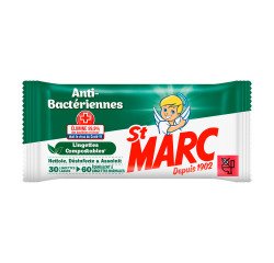 Lingettes nettoyantes anti-bactériennes surfaces St Marc - Paquet de 30