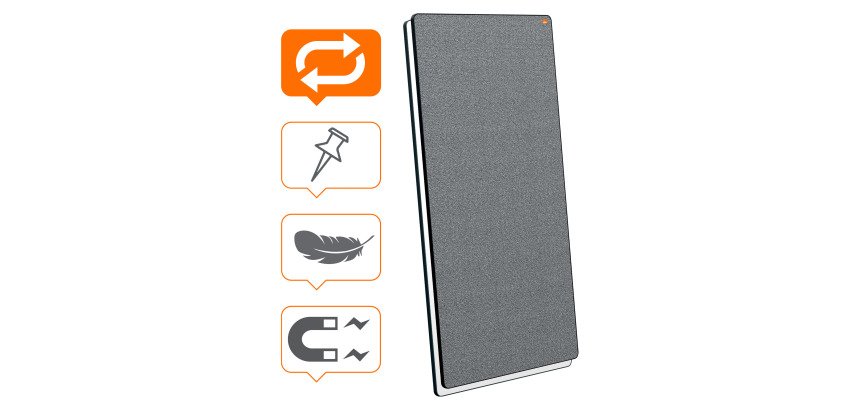 Nobo Move & Meet Collaboration System Portable Whiteboard 1915563 Lacquered Steel 90 x 180 cm White, Grey