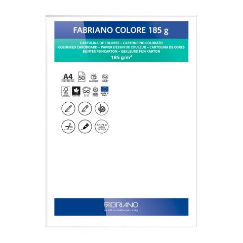 Cartulina Fabriano Colore A4 185 g Blanco- Paquete de 50