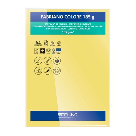 Cartulina Fabriano Colore A4 185 g Banana- Paquete de 50