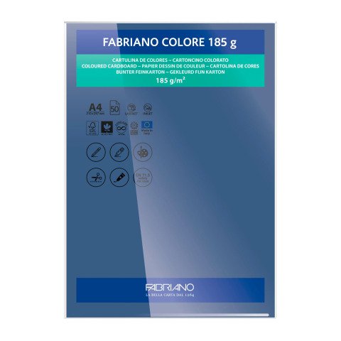 Cartulina Fabriano Colore A4 185 g Azul Marino- Paquete de 50