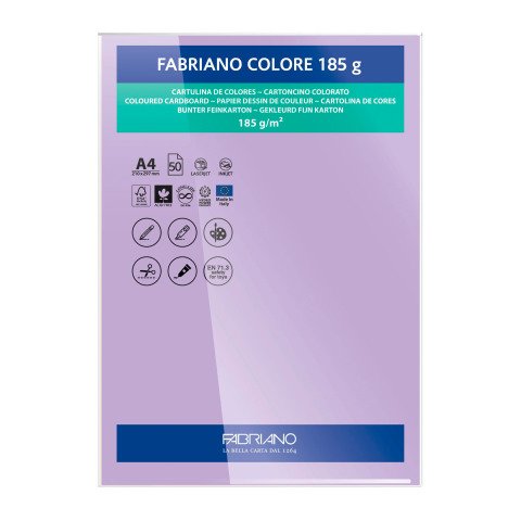 Cartulina Fabriano Colore A4 185 g Violeta- Paquete de 50