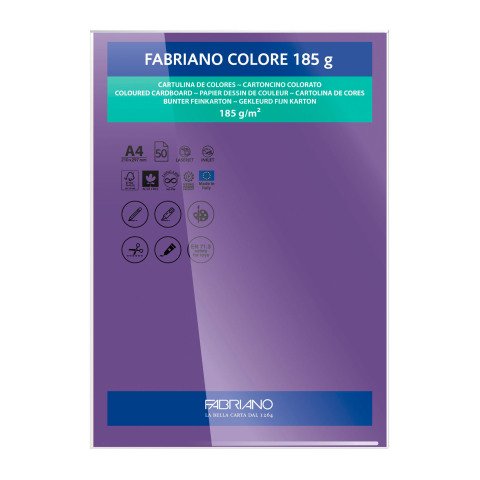 Cartulina Fabriano Colore A4 185 g Morado- Paquete de 50